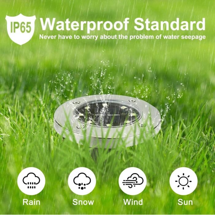 Solar Ground Lights, Waterproof Solar Garden Lights, Upgraded Outdoor Garden Waterproof Bright in-Ground Lights, Landscape Lights for Pathway,Yard,Deck,Lawn,Patio,Walkway (12 Pack Warm Light) - Image 3