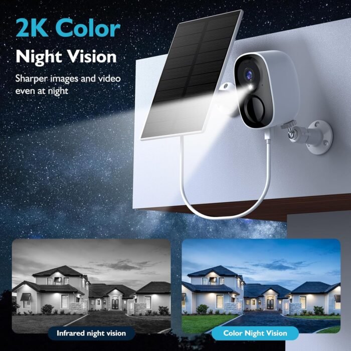 HAWKRAY Solar Security Cameras Outdoor, 2K Battery Powered WiFi Bluetooth Surveillance Wireless Outdoor Cameras for Home Security System, Night Vision, Motion Detection, 2-Way-Talk, IP65 Weatherproof - Image 4