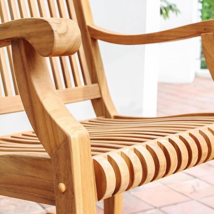 Cambridge Casual Mosko Teak Wood 3 Piece Patio Rocking Conversation Set - Image 5