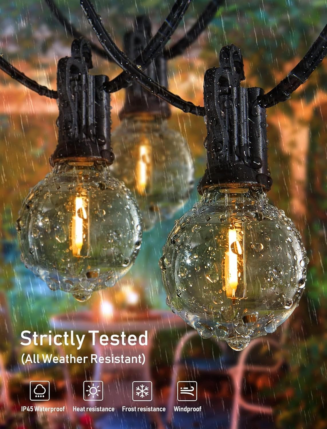 Brightown Outdoor String Lights - Connectable Dimmable LED Patio String Lights with G40 Globe Plastic Bulbs, All Weatherproof Hanging Lights for Outside Backyard Porch (50 ft - 25 LED Bulbs) - Image 9