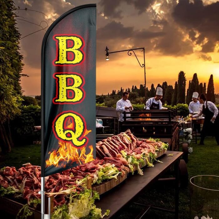 Barbecue Swooper Flag, 11FT BBQ flags for Businesses with Aluminum Alloy Poles, Stainless Steel Ground Stake, Portable Bag, Barbecue Signs for Outdoor - Image 7