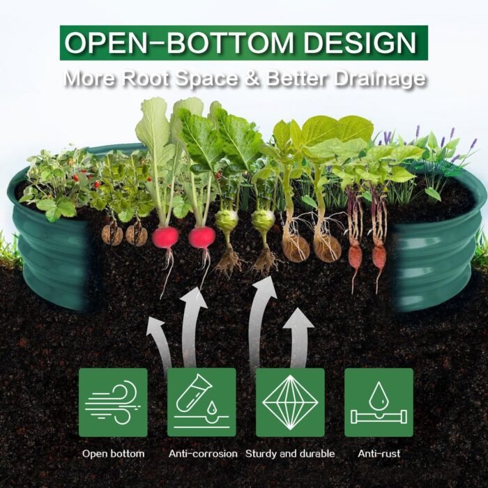 Gardmax 2 Pack Galvanized Raised Garden Bed, Lightweight Planter Boxes Outdoor with Easy Assembly, Large Garden Bed for Vegetables, Fruits, Flower Dark Green - Image 3