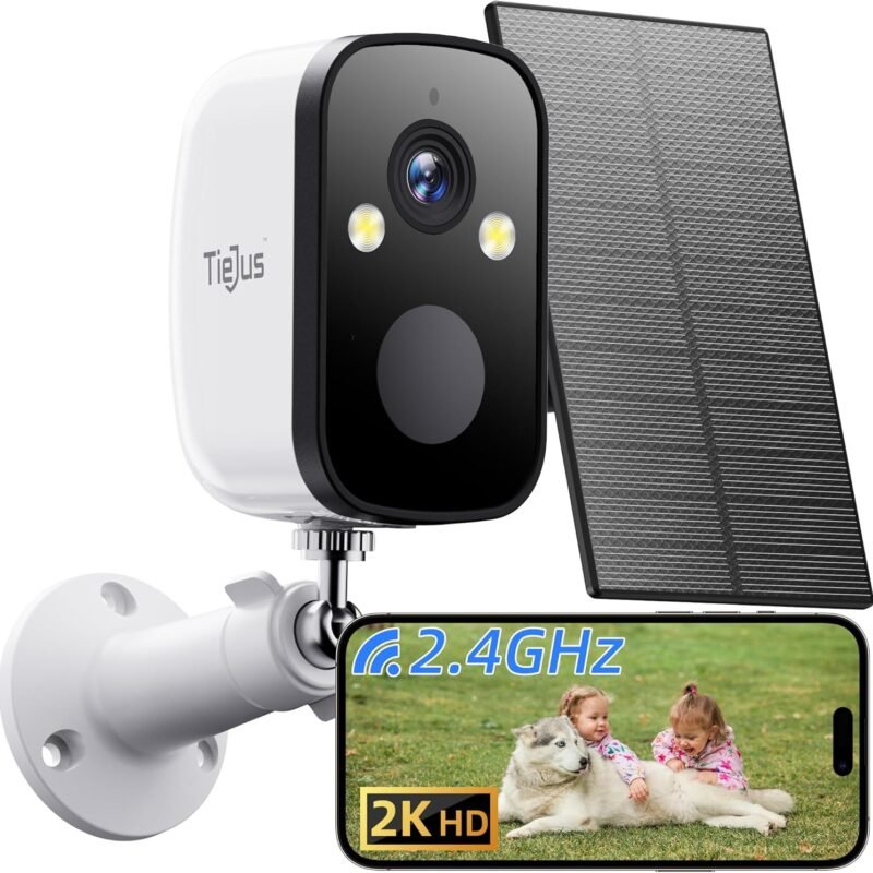 Security Cameras Wireless Outdoor, 2K Battery Powered Security Camera, 2.4G WiFi Outdoor Camera Wireless, Color Night Vision, AI Detection, 2 Way Talk, IP66, Cloud/SD, Work with Alexa