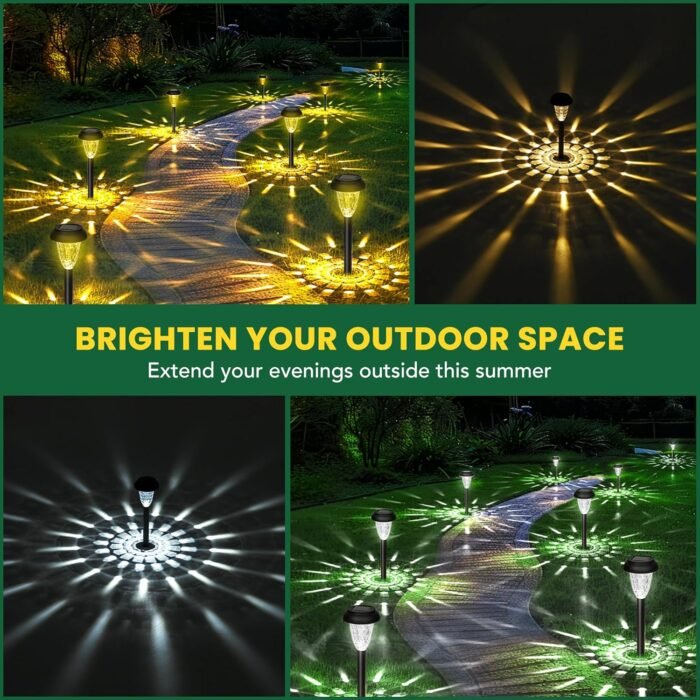 GIGALUMI 12 Pack Solar Lights Outdoor Waterproof, Cool White Pathway Lights Solar Powered, Landscape Lighting, Solar Grden Lights for Decor, Patio, Garden, Yard, Pathways, Walkways - Image 2