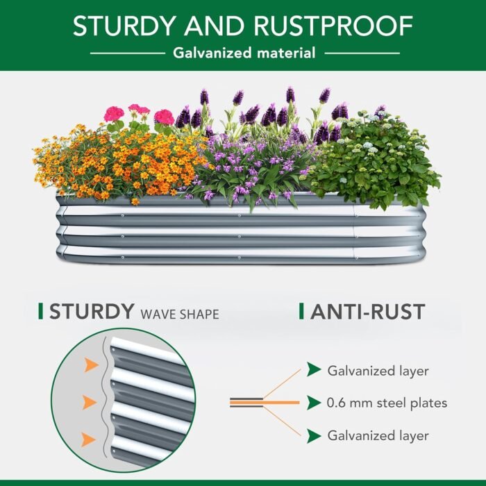 Raised Garden Bed -5×3×1ft Galvanized Planter Box for Outdoor Gardening and Planting, Ideal for Vegetables and Plants - Image 2