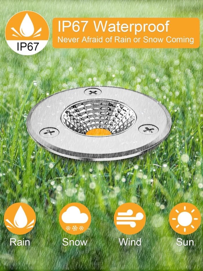 ZUCKEO Low Voltage Landscape Lights LED Well Lights 3W 12V-24V in Ground Lights IP67 Waterproof Low Voltage Landscape Lighting Floor Walkway Deck Step Garden Lights Outdoor (8 Pack Warm White) - Image 3