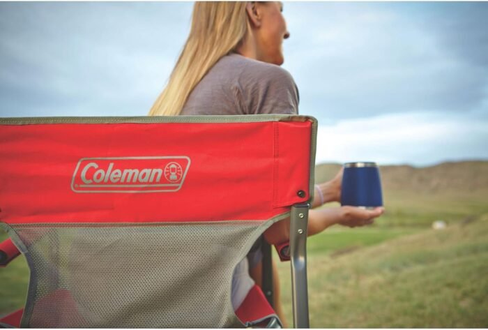 Coleman Outpost Breeze Portable Chair, Portable Outdoor Chair with Cooling Mesh Back & Carry Handle, Supports up to 300lbs, Great for Sports, Tailgates, Campsite, Patio, Concert, & More - Image 2