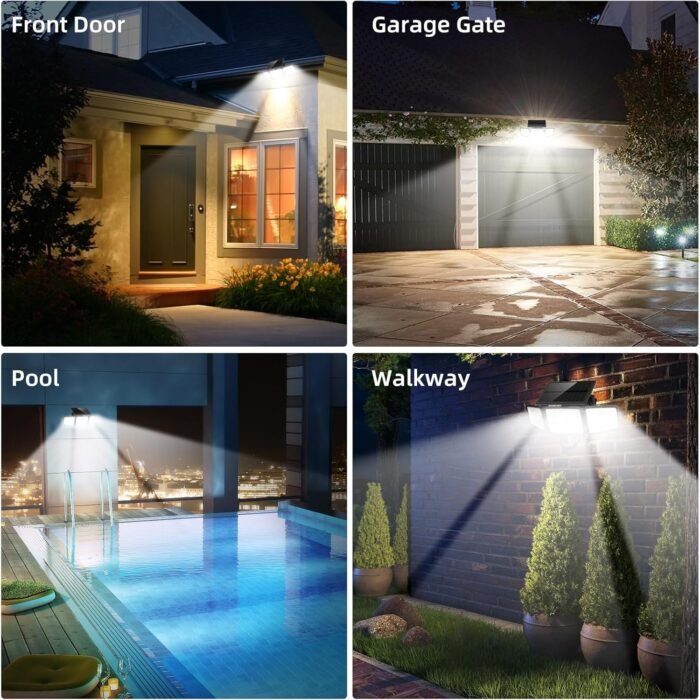 Solar Lights Outdoor 2500LM Motion Sensor Outdoor Lights,3 Head 355° Wide Angle Street Area Lights, Waterproof Security Lights with 3 Modes(Non-Remote,2 Pcs) - Image 9