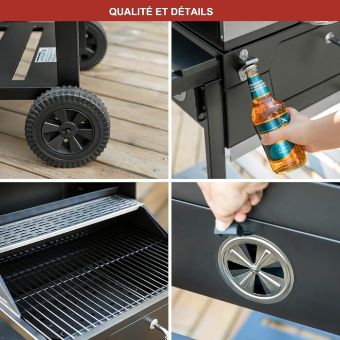 Royal Gourmet CD1824G 24 Inch Charcoal Grill with Foldable Side Table, Outdoor BBQ Grill with 490 Sq. In. Cooking Area for Picnic and Camping Grilling, Black - Image 6