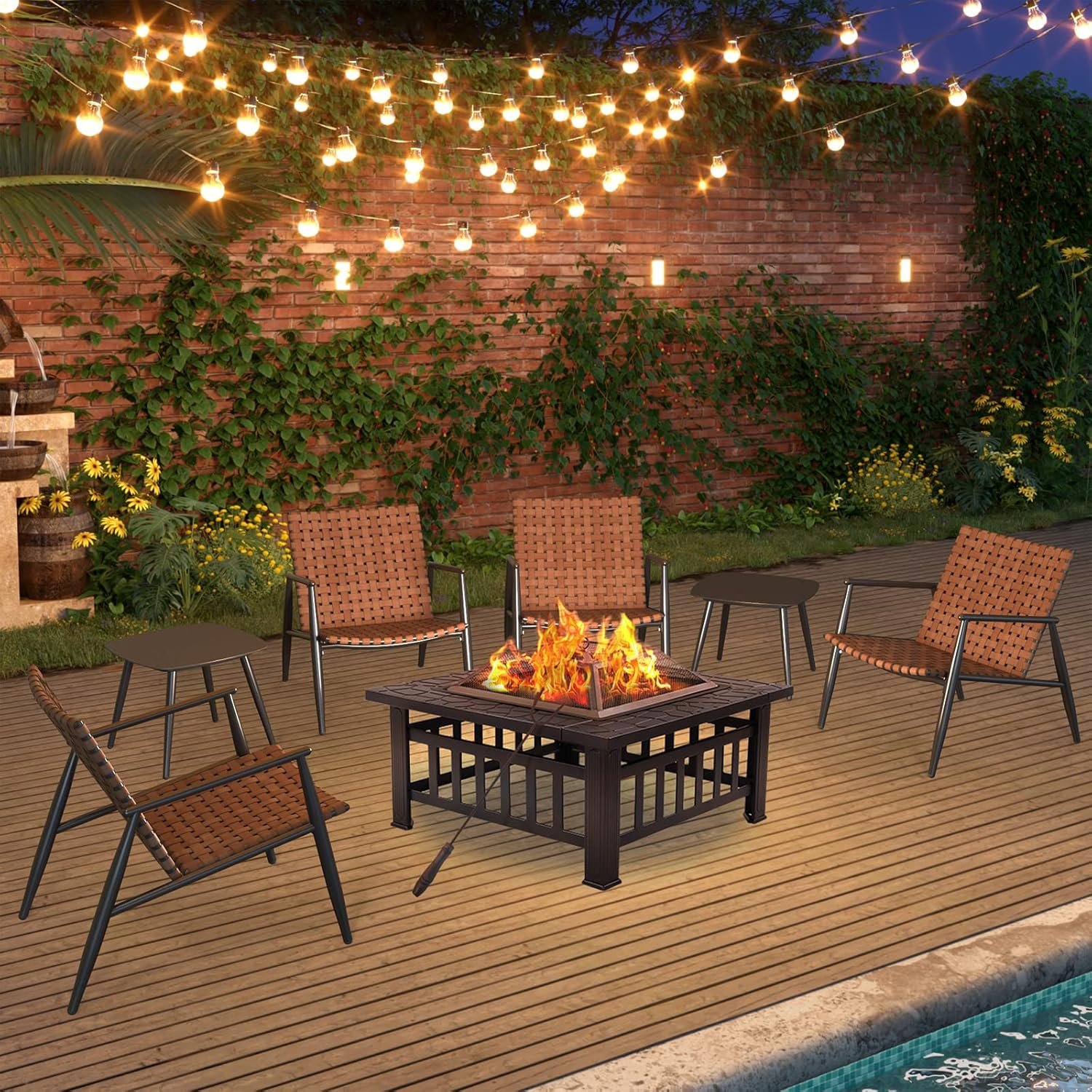 Grand patio Outdoor Bistro Set 3 Pieces Leather-Look Wicker Patio Chairs Set Powder Coated Aluminum Frame with Outdoor Chairs Set of 2 and Side Table for Garden Backyard Balcony Brown - Image 6