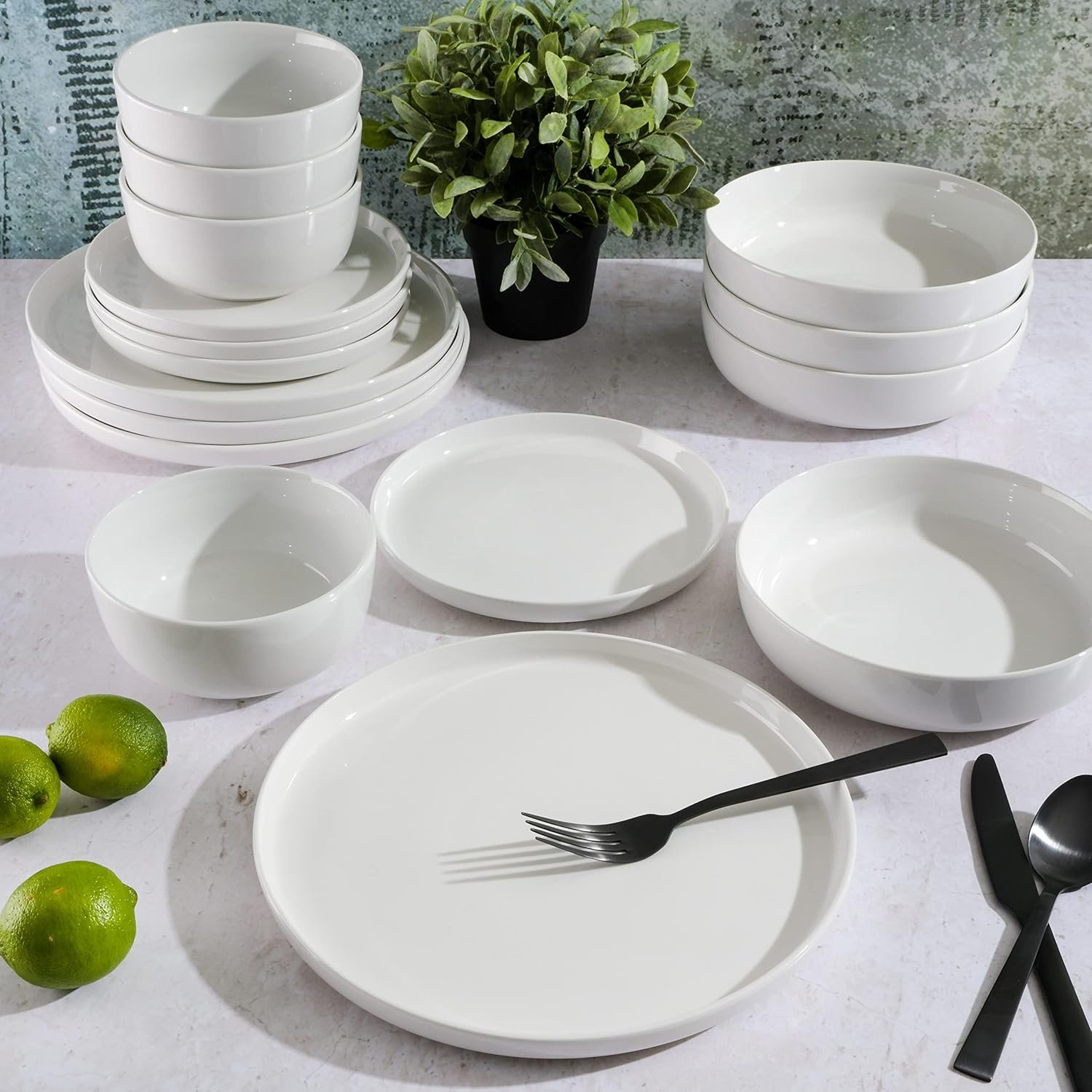 Gibson Home Oslo Porcelain Chip and Scratch Resistant Dinnerware Set, Service for 4 (16pcs), Plates and Bowls Dishes Sets, White - Image 6