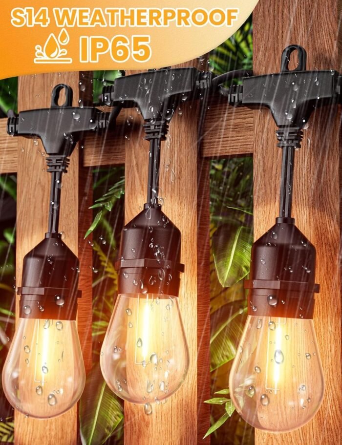 Svater Outdoor String Lights Led 105FT, Commercial Grade Patio Lights with 1W Dimmable S14 Shatterproof Bulbs, ETL Listed Heavy-Duty Outside Waterproof Cafe Bistro Market Lighting Warm White - Image 8