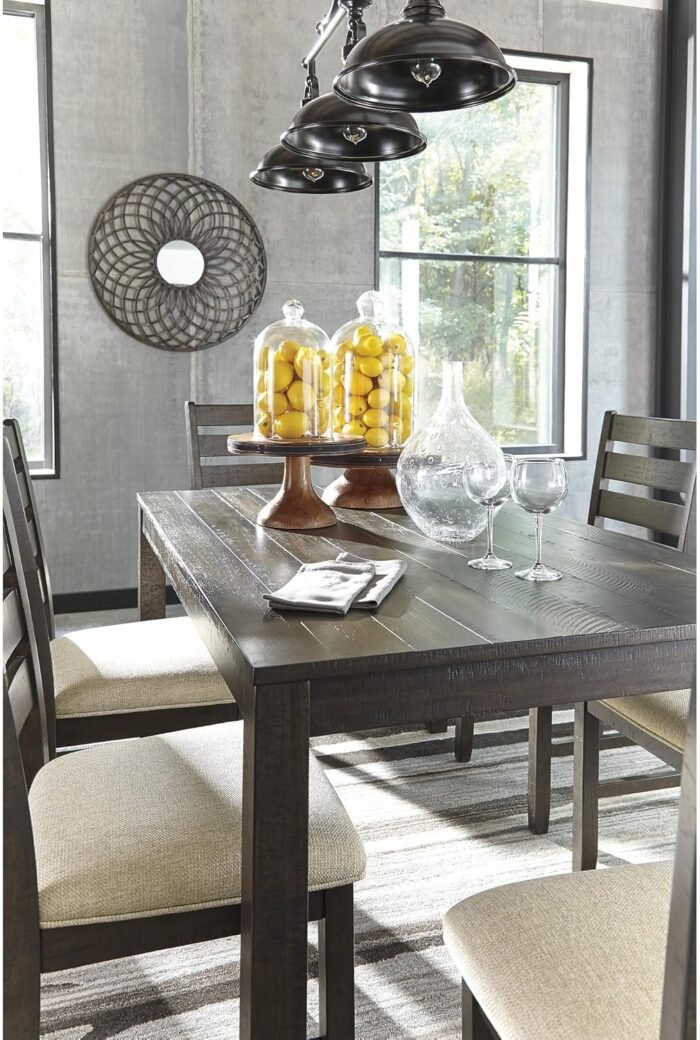Signature Design by Ashley Rokane 20" Dining Room Table Set with 6 Upholstered Chairs, Brown - Image 5