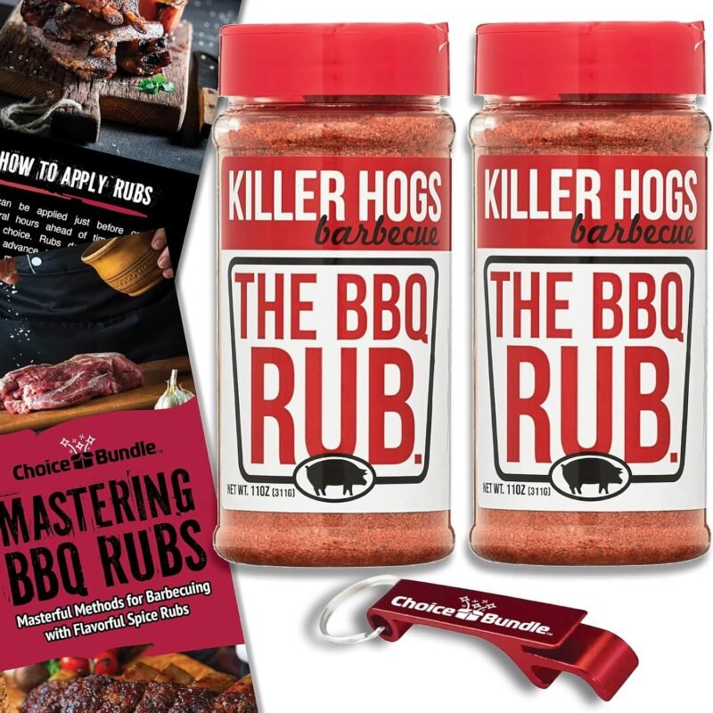 Killer Hogs The BBQ Rub Premium BBQ Barbecue Rub & Seasoning 2 pk Choice Bundle (22 oz) I Plus BBQ Guide and Keychain Bottle Opener (4 Items)!