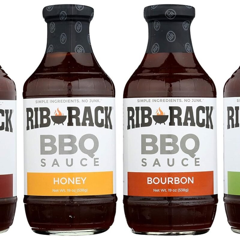Rib Rack BBQ Sauce, Variety Pack: Original, Sweet Honey, Southern Bourbon, and Campfire Cider - 4 Count (Packaging May Vary)