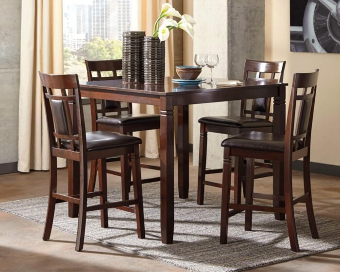 Signature Design by Ashley Bennox 5 Piece Counter Height Dining Set, Includes Table & 4 Barstools, Brown - Image 2