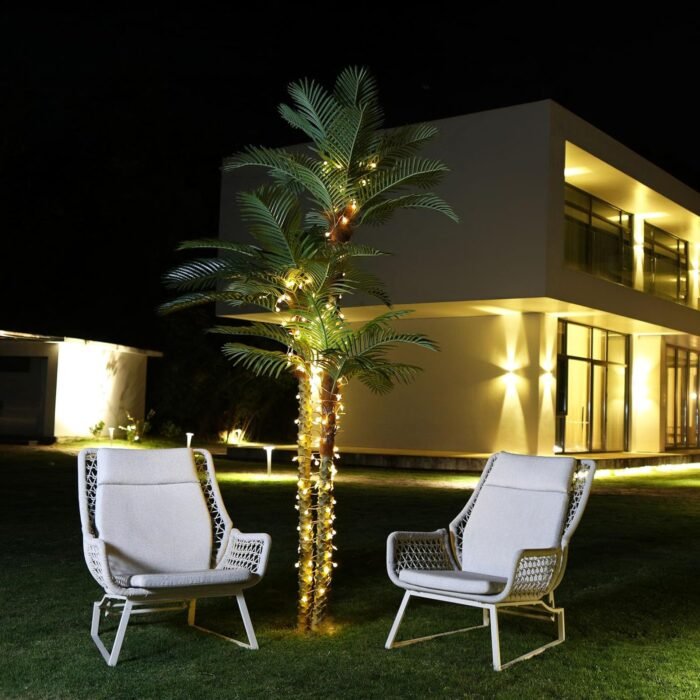 10ft Outdoor Artificial Palm Tree - UV Resistant Tall Fake Tropical Golden Cane Plant for Patio, Poolside, Lawn, Indoor Decor - Large Faux Palm Tree, Set of 1 - Image 5