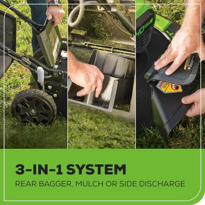 Greenworks LMF413 Inch 40V Cordless Brushless Lawn, 21" Mower (5.0Ah), Green - Image 7