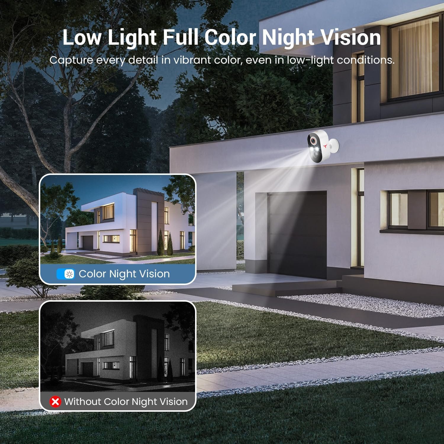 1080P Outdoor Security Camera Wireless with 2-Way Talk, Battery Powered, Color Night Vision, Suitable for Home Security Indoor/Outdoor, Cloud Storage, Smart AI Motion Detection (1 Pack) - Image 3