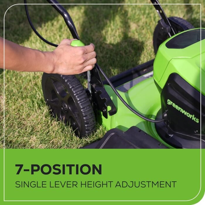 Greenworks 40V 19" Brushless Lawn Mower (High Wheel), 5.0Ah Battery - Image 6