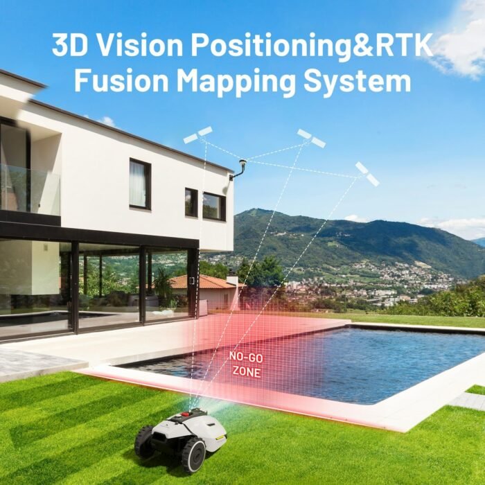 YUKA 1500 Robot Lawn Mower(2024 Version), 3D Vision Positioning & RTK Fusion Mapping System for 0.37 Acres Lawn 45% Slope, Cut Height 1.2"-4.0", Perimeter Wire Free, APP Control - Image 3