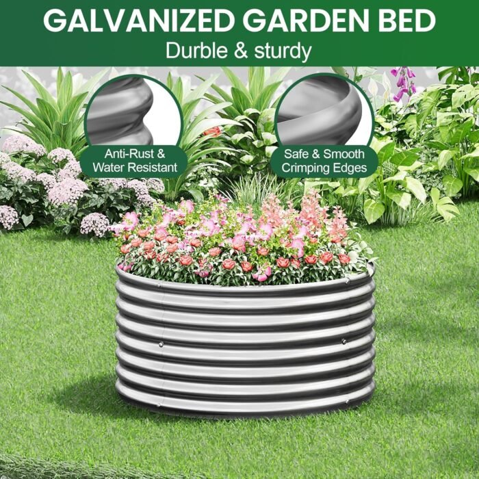 3 Pack 2x2ft Galvanized Raised Garden Bed Outdoor, Metal Garden Bed for Vegetables, Above Ground Garden Box for Flower, Steel Raised Beds for Gardening - 2FTx2FTx10inch - Image 5