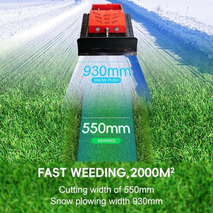 Remote Control Lawn Mower with Snow Shovel | Adjustable Cutting Height Robotic Lawn Mower | 21in Cutting Width Zero Turn Mower Machine for Road Garden Snow Removal - Image 5