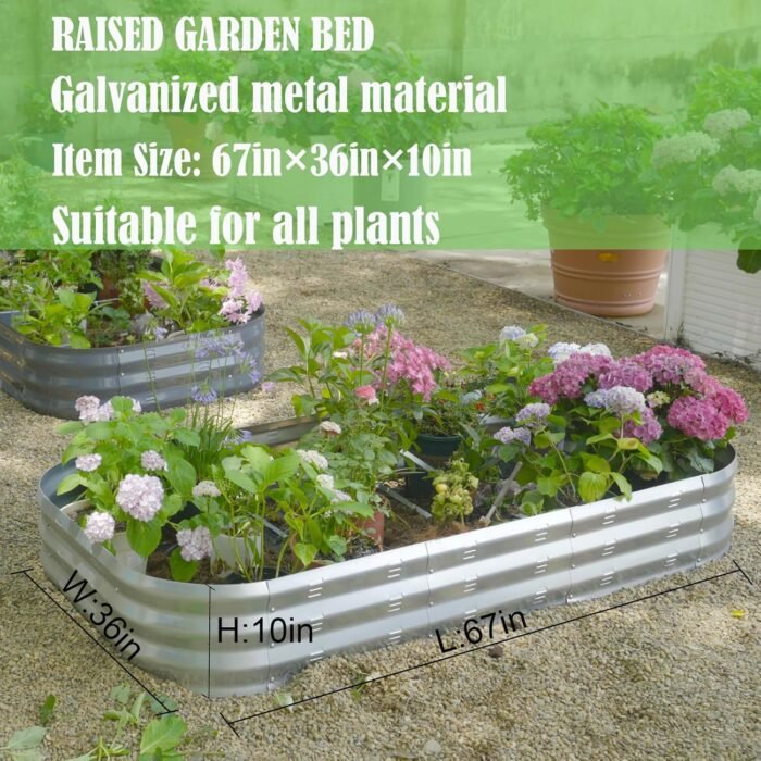 Galvanized Raised Garden Bed Kit, Large Metal Raised Garden Beds for Vegetables, Galvanized Planter Raised Garden Boxes Outdoor (Silver) - Image 3