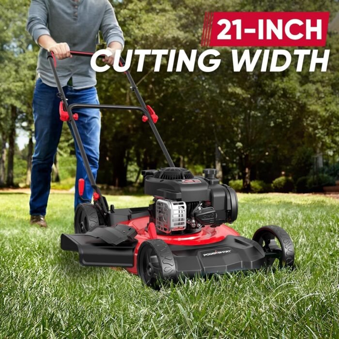 PowerSmart Push Lawn Mower, 21" Mower with B&S 125cc Engine, 2-in-1 Mulching and Side Discharge, Corded Push Lawn Mowers for Garden Yard - Image 3
