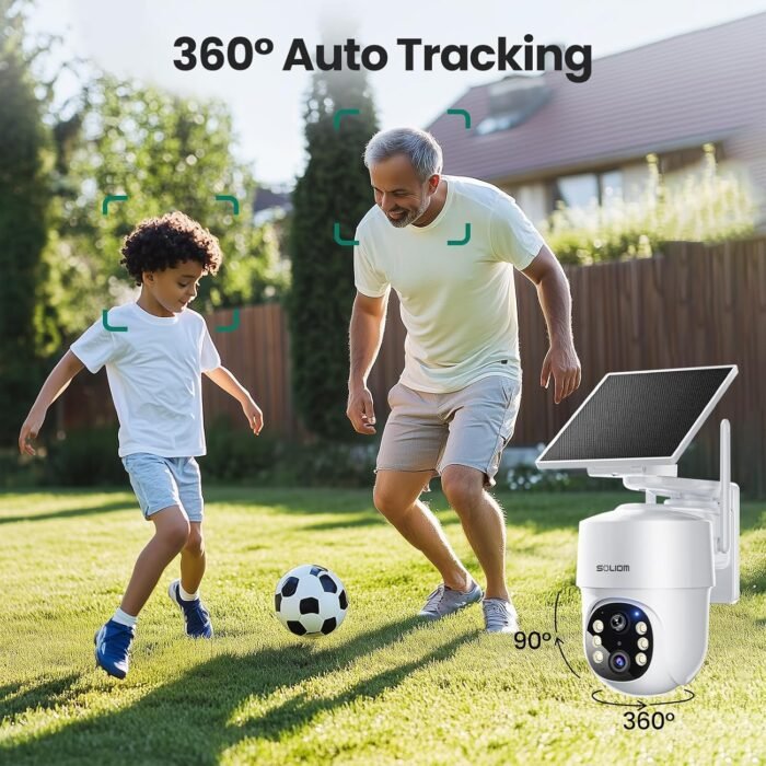 SOLIOM- 5MP Security Cameras Wireless Outdoor, No Subscription,4-Cam Pack, Solar Powered Home Security Camera with 360° Auto Tracking, Pan & Tilt, 3K Color Night Vision,5G & 2.4G Router Compatible - Image 6