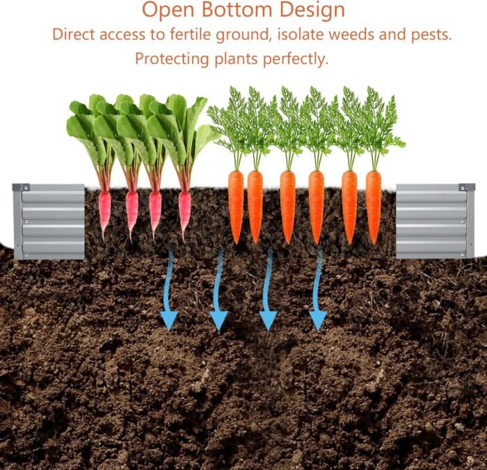 10x2x1ft(2 Pack) Galvanized Raised Garden Bed,Outdoor Planter Box Metal Patio Kit Planting Bed for Vegetables Flowers and Succulents,Silver - Image 4