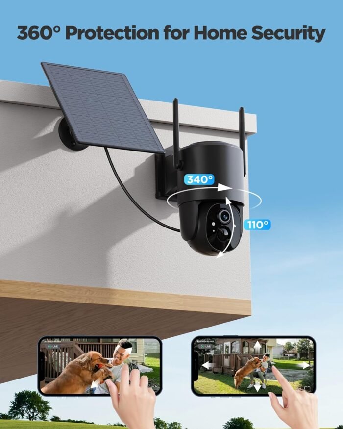 Security Cameras Wireless Outdoor Solar: Battery Cameras for Home Security WiFi Cameras Outdoor Surveillance Camera PTZ 360° CCTV Camera System with Floodlight Color Night Vision - Image 7