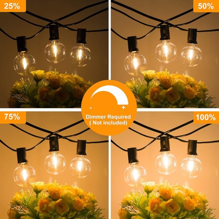 100ft 2-Pack Outdoor G40 LED Globe String Lights Dimmable Waterproof Shatterproof Light Strings with 52 Bulbs Connectable Commercial Hanging Lights for Christmas Patio House Backyard Balcony Party - Image 4