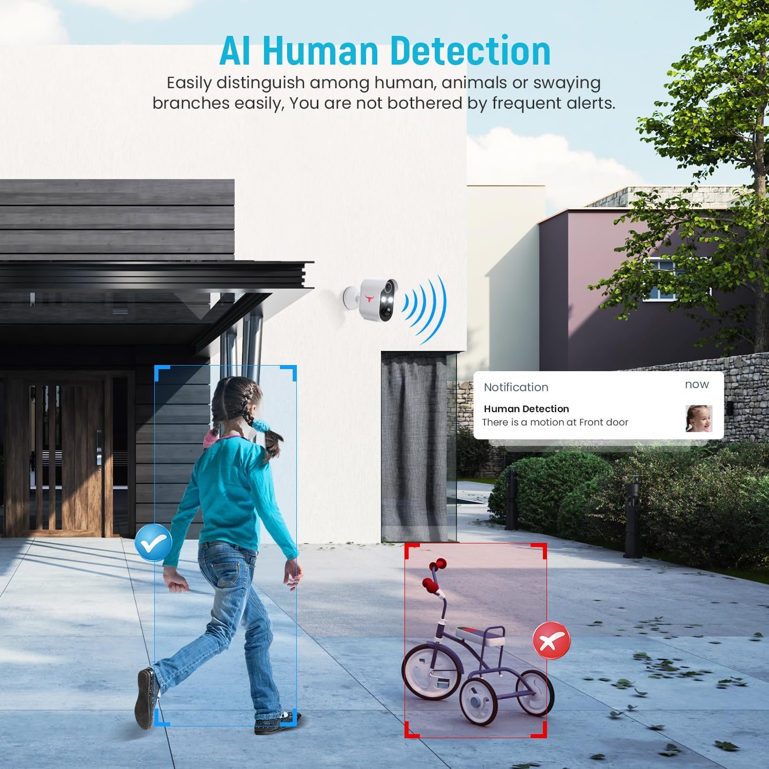 Outdoor Security Camera, Battery Powered Wireless Camera, Cloud Storage Sold Seperately, Color Night Vision, 2-Way Audio, Smart AI Motion Detection, 2.4G WiFi (2 Lights) - Image 6