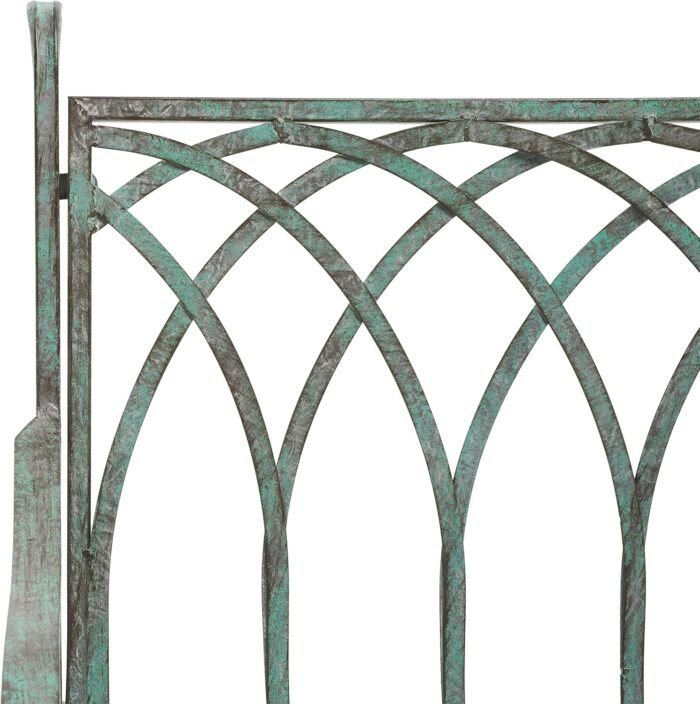 SAFAVIEH Outdoor Collection Medrano Victorian Antique Dark Green Wrought Iron Rocking Chair - Image 7
