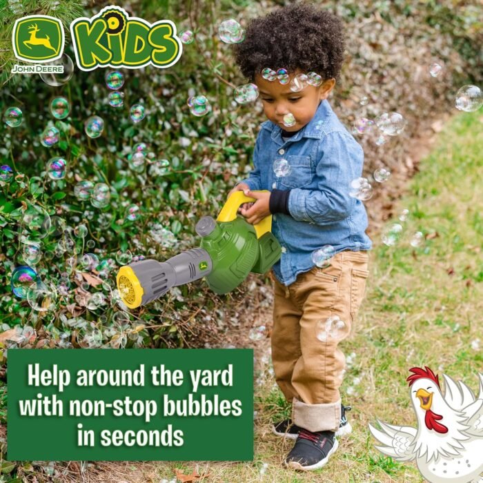 John Deere Bubble Leaf Blower Toy for Kids Includes 24oz Bubble Refill Gas Can, Outdoor Bubble Machine for Kids, Easy to Use, Outdoor Play, Great Gift Toddler 3+ - Image 2