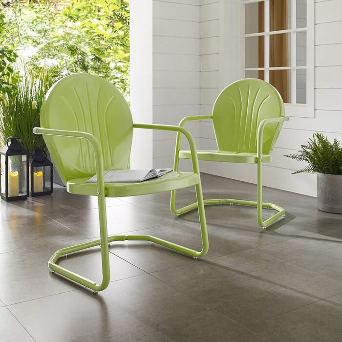 Crosley Furniture Griffith Outdoor Chair, Retro Metal Patio Chairs for Dining, Porch, Deck, Balcony, Key Lime - Image 7