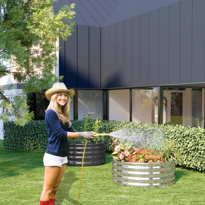 3PCS 3x3x1FT Galvanized Raised Garden Bed Kit,Vegetable Boxes-Round Metal Flower Box,Large Planter Raised Beds Outdoor Garden for Planting,Fruit,Herb-Sliver - Image 7