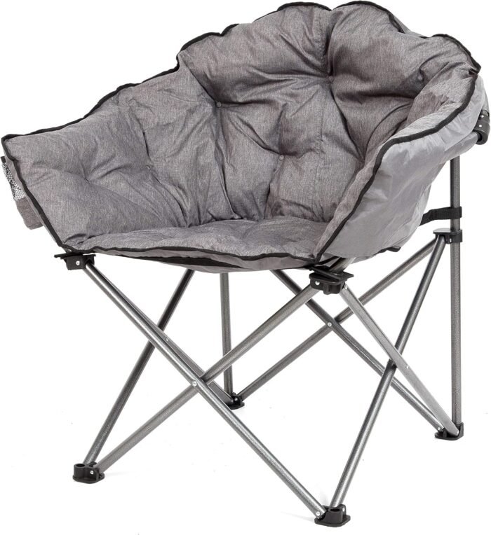 MacSports C932S-129 Padded Cushion Outdoor Folding Lounge Patio Club Chair, Gray - Image 3