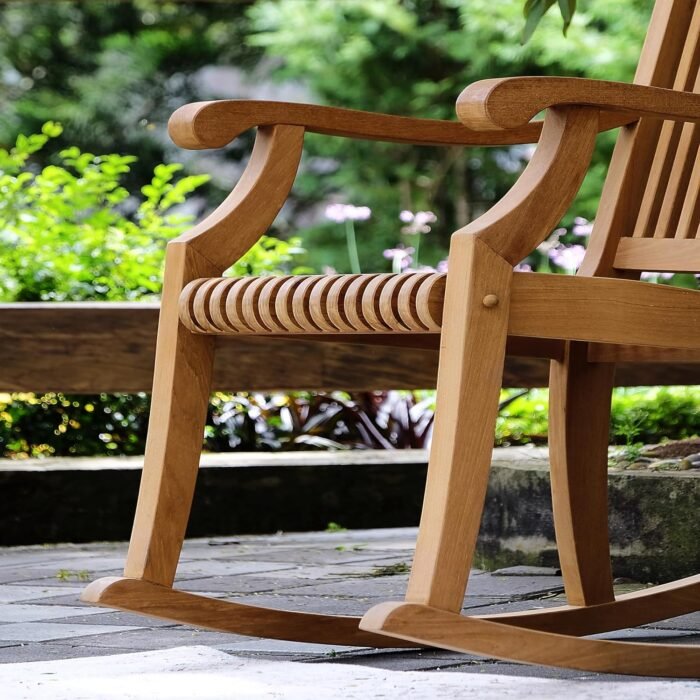 Cambridge Casual Mosko Teak Wood 3 Piece Patio Rocking Conversation Set - Image 6