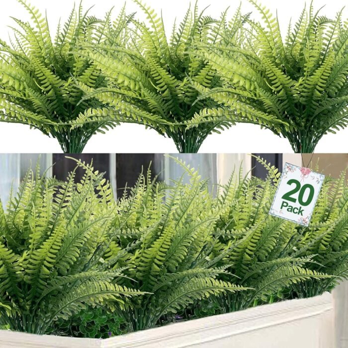TURNMEON 20 Bundles Artificial Plants Outdoor Faux Boston Fern Spring Summer Decor Fake Plants UV Resistant Plastic Greenery Shrubs Artificial Fake Flowers Outside Indoor for Home Gardens Patio Yards - Image 7