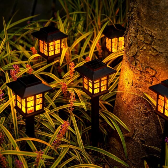 GIGALUMI Solar Lights for Outside,12 Pack Flickering Flame LED Solar Outdoor Lights, Waterproof Solar Garden Lights Maintain 10 Hours of Lighting for Christmas, Garden, Landscape, Path, Yard, Patio - Image 8