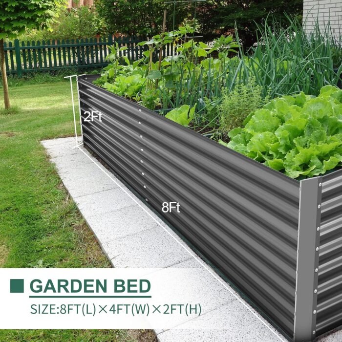 Land Guard 8×4×2 ft Galvanized Raised Garden Bed Kit, Galvanized Planter Raised Garden Boxes Outdoor, Large Metal Raised Garden Beds for Vegetables(Grey)… - Image 6