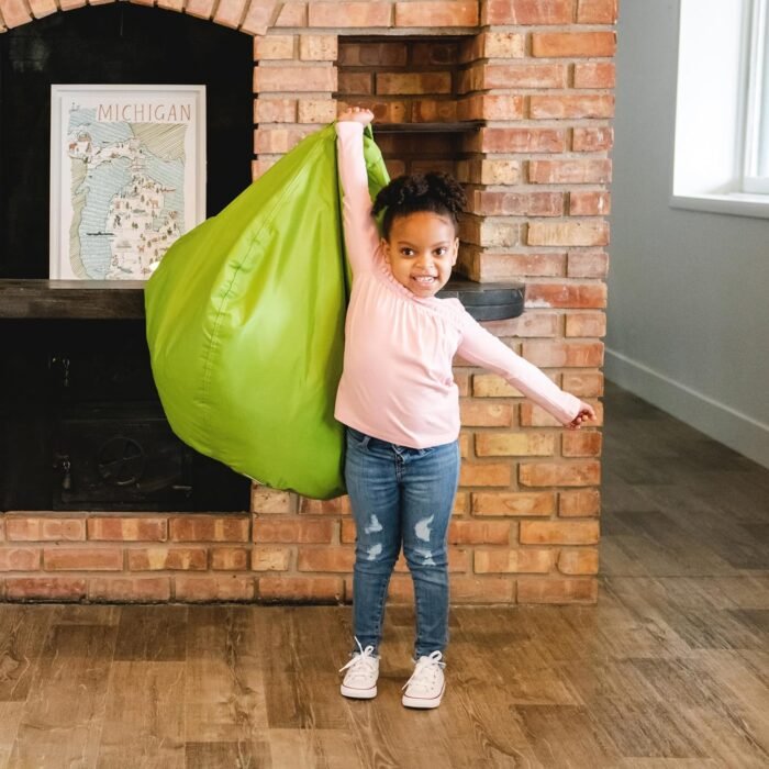 Big Joe Classic Bean Bag Chair, Spicy Lime Smartmax, Durable Polyester Nylon Blend, 2 feet Round - Image 2