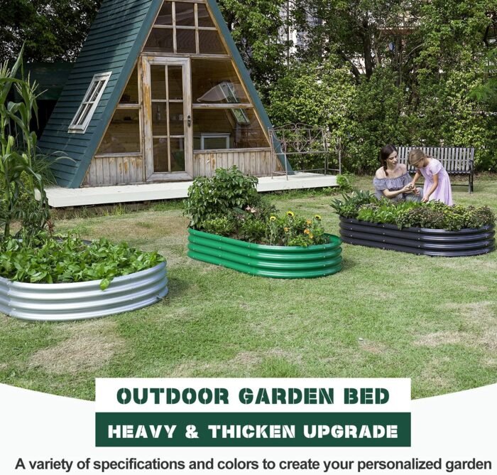 Land Guard Galvanized Raised Garden Bed Kit, Galvanized Planter Garden Boxes Outdoor, Oval Large Metal for Vegetables………… - Image 2