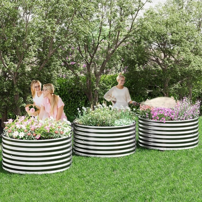 3 Pack 2x2ft Galvanized Raised Garden Bed Outdoor, Metal Garden Bed for Vegetables, Above Ground Garden Box for Flower, Steel Raised Beds for Gardening - 2FTx2FTx10inch - Image 7