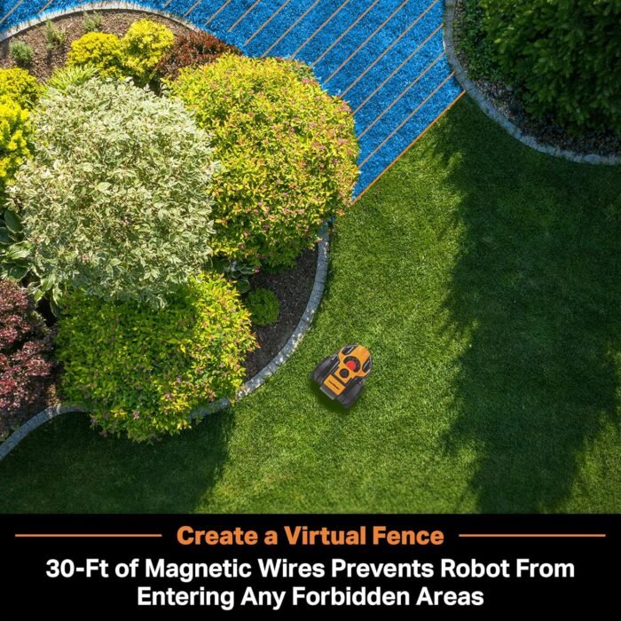LawnMaster OcuMow™ Perimeter Wire Free Robot Lawn Mower Cuts Small Lawns 1500-2000 Square Feet with Optical Navigation, Obstacle Avoidance, Low Noise and No Go Function - Image 5
