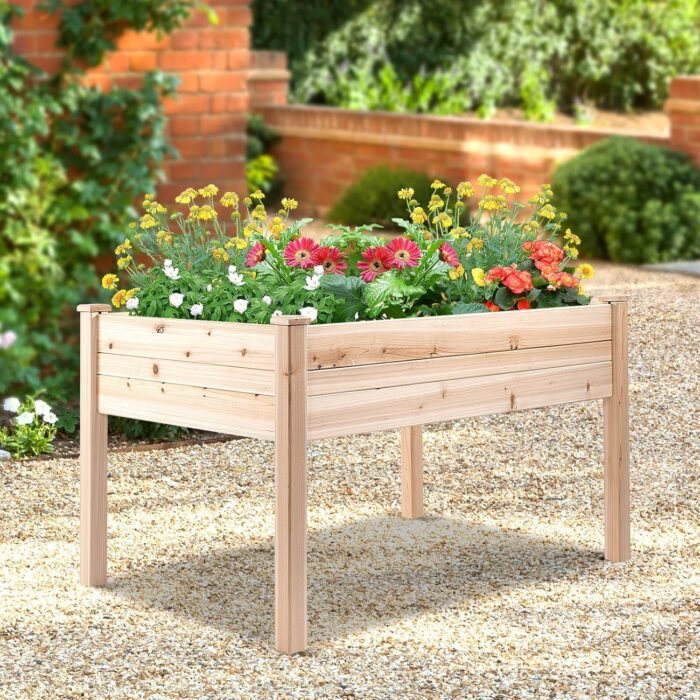 Backyard Expressions 48"x34" Raised Garden Bed - Elevated Wood Planter Box for Healthy Plant Growth, 440 lb Capacity - Natural Color - Image 7