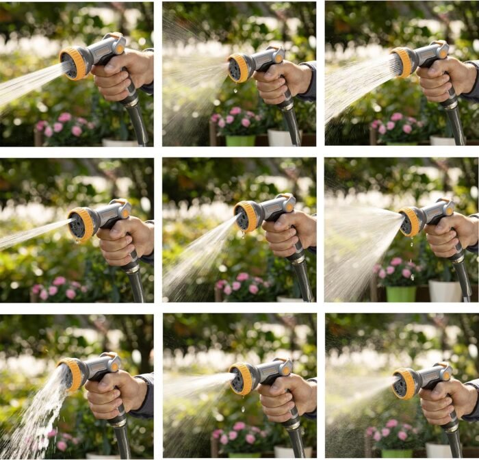 Retractable Garden Hose Reel 1/2 in x 100 ft Upgraded UV Resistant Heavy Duty Automatic Hose Reel Wall Mount 3/4 in Brass Fitting 9 Pattern Nozzle Any Length Lock Slow Retraction 180° Swivel - Image 8