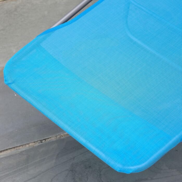 Outsunny Folding Chaise Lounge Pool Chairs, Outdoor Sun Tanning Chairs with Pillow, Reclining Back, Steel Frame & Breathable Mesh for Beach, Yard, Patio, Blue - Image 7